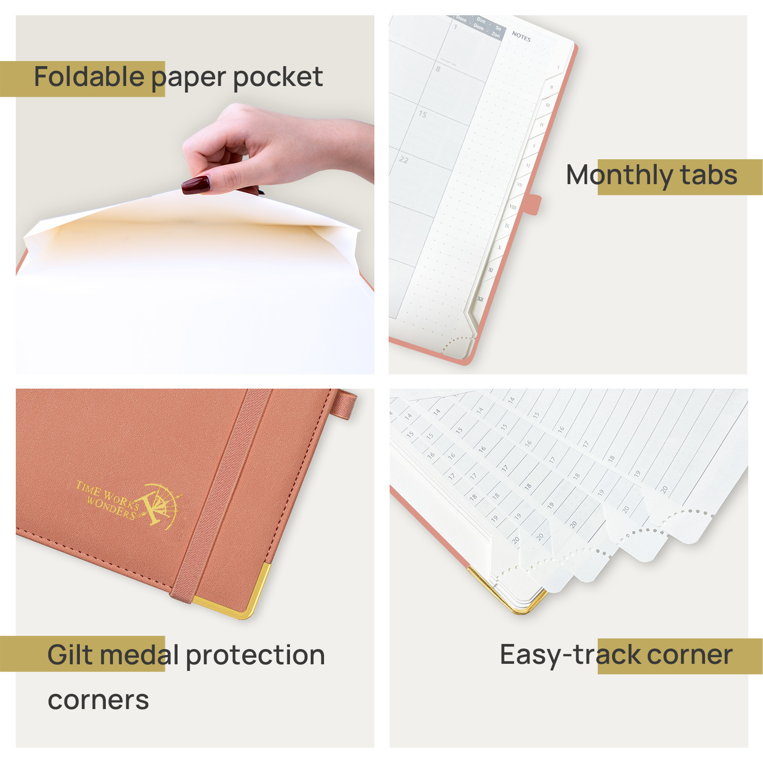 M Size 6.5*8.5 Inch Executive Weekly Planner Pink Monthly Agenda
