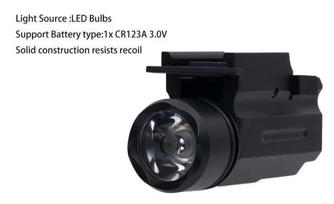 Outdoor Hunting LED Tactical Pistol Flashlight For 20mm Picatinny Or Weaver Mount