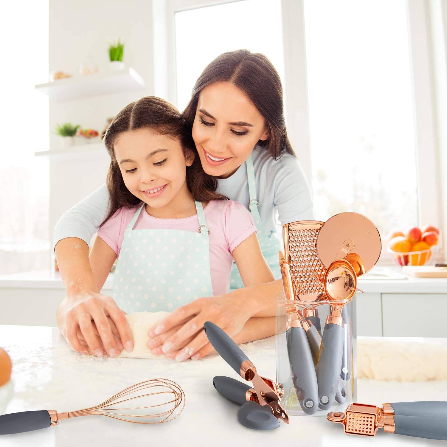 7 Pcs Kitchen Fancy Smart Gadget Set Copper Coated Stainless Steel Utensils