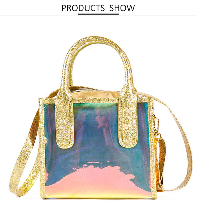 Transparent Iridescent Reusable Waterproof PVC Tote Bag