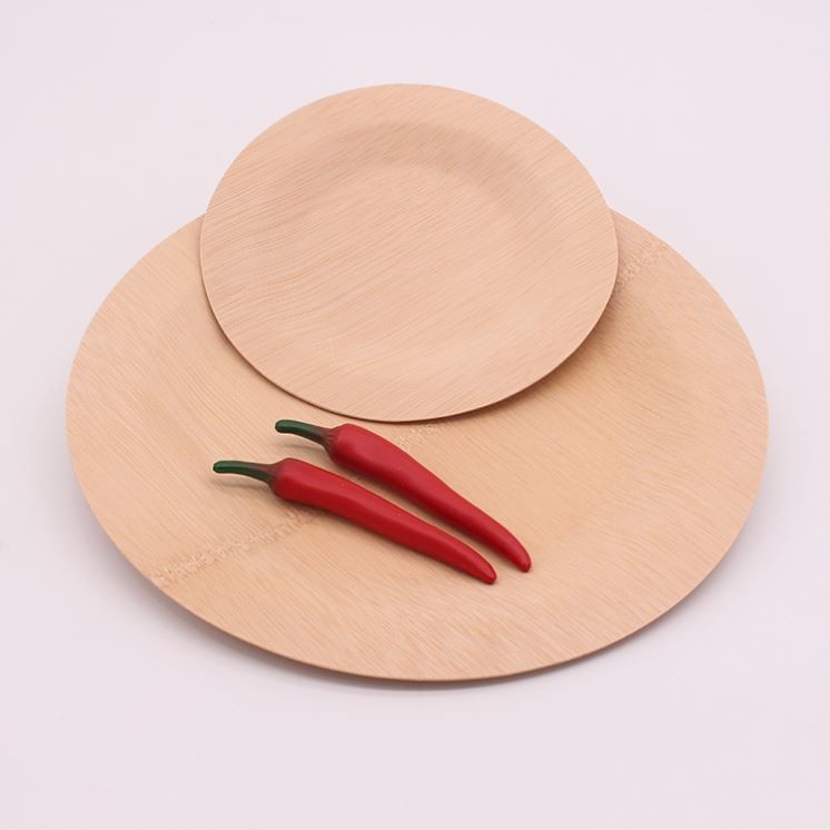 7'' 8'' 10'' Rustic Round Bamboo Compostable Plates Disposable