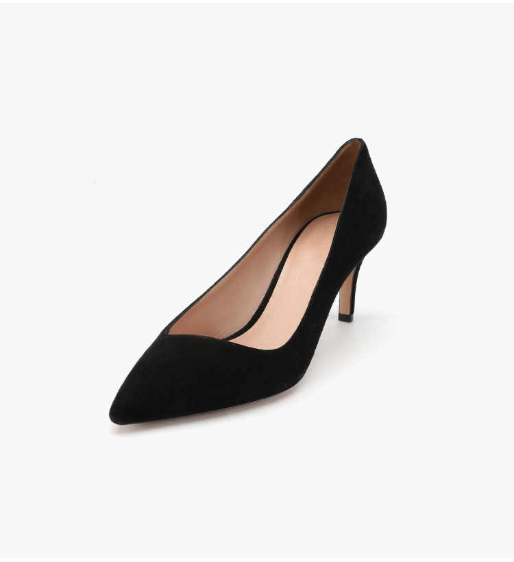 Thin Heels Pointed Toe Leather Shoes , 3 Inch Black Womens Slip On Dress Shoes