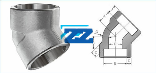 45 Degree Steel Pipe Elbow Socket Weld 3 / 8 " 6000 # A694 F52 ASME B16 11