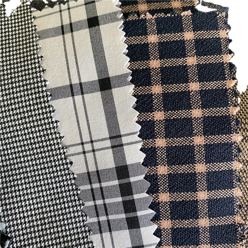 Checks Fabric Yarn Dyed Black and White Paisley Suit Polyester Woolen Blazer Fabric