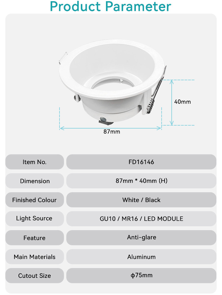 IP44 GU10 Recessed Spotlight Anti-Glare Aluminum Frame For Commercial