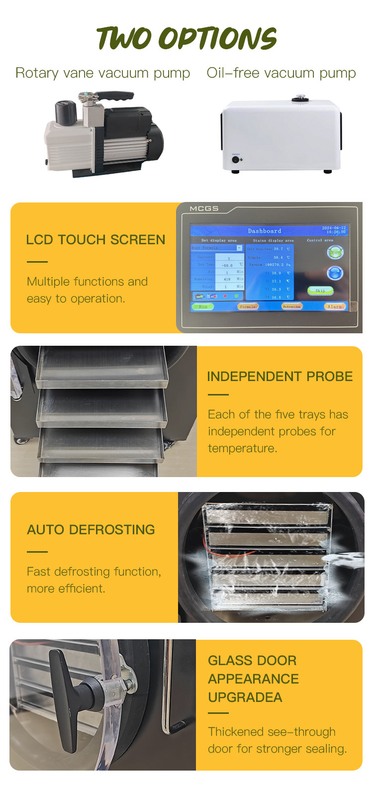 Automatic Small Home Freeze Dryer Machine for Fruit Food Meat Vegetable with Vacuum Pump