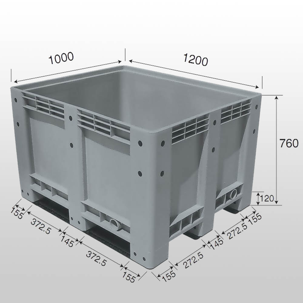 Warehouse strong bulk storage shipping container 1200*1000 HDPE Plastic Pallet Box