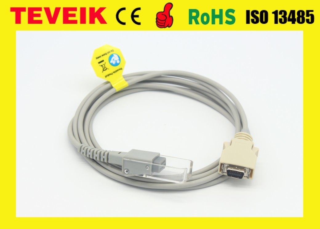Factory Price Reusable MS LNCS sensor SpO2 Adapter Cable, 14 Pin to DB9 Female Extension Cable
