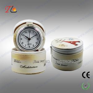 Buy cheap Charming Flower printing leather PU travel clock with leather jewel box product