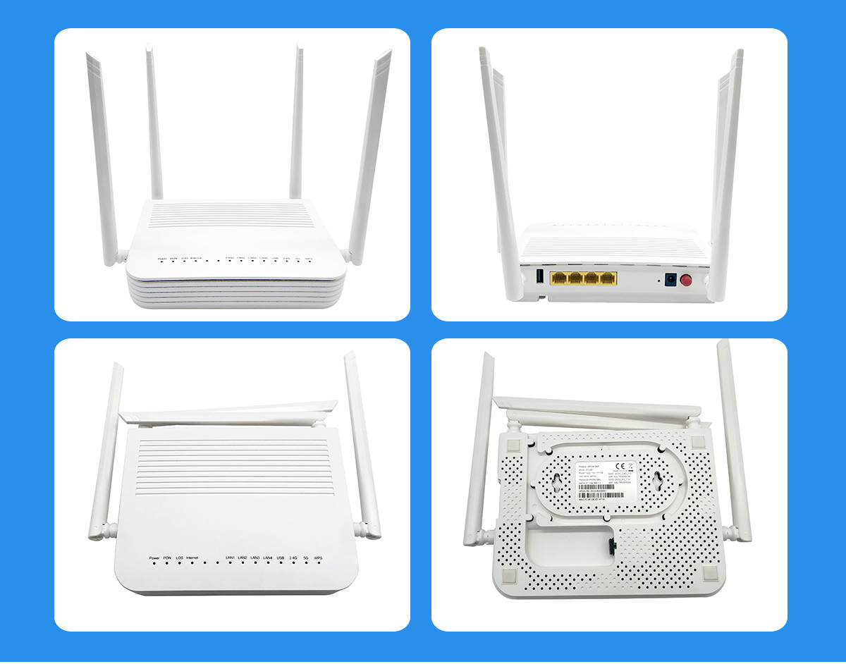 Dual Band ONU EPON GPON AC1200 4 Antennas Wifi XPON ONT For FTTH