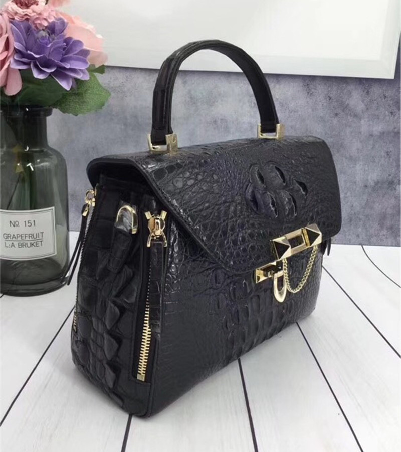 Exotic Genuine Crocodile Skin Woman Orange Purse Authentic Alligator Leather Lady Handbag Female Crossbody Shoulder Bag