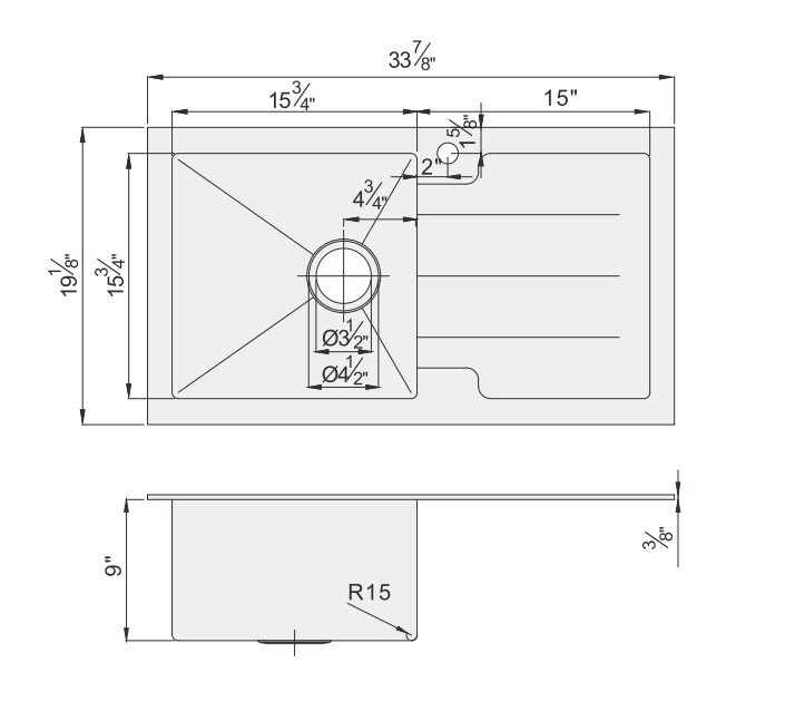 Commercial Kitchen Stainless Steel Single Bowl Sink With Drainboard