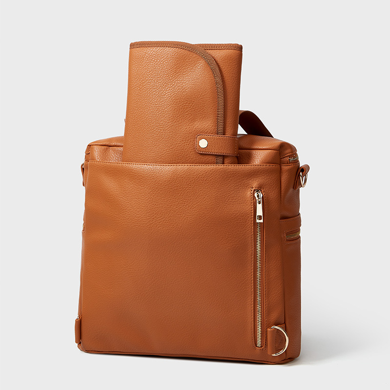 OEM ODM Travel PU Leather Backpack Diaper Bags 31*18*33cm