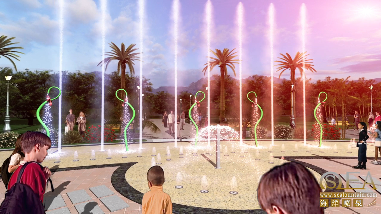 Multicolored LED Stainless Net Dry Floor Fountains