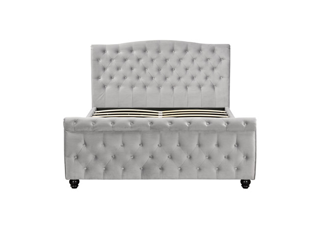 Full Size Upholstered Headboard Platform Bed Frame Light Gray OEM ODM