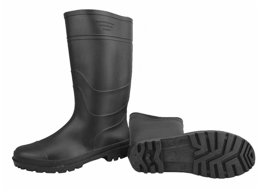 Anti Slip PVC Rain Shoes Black Matte High Barrel Rubber Shoes