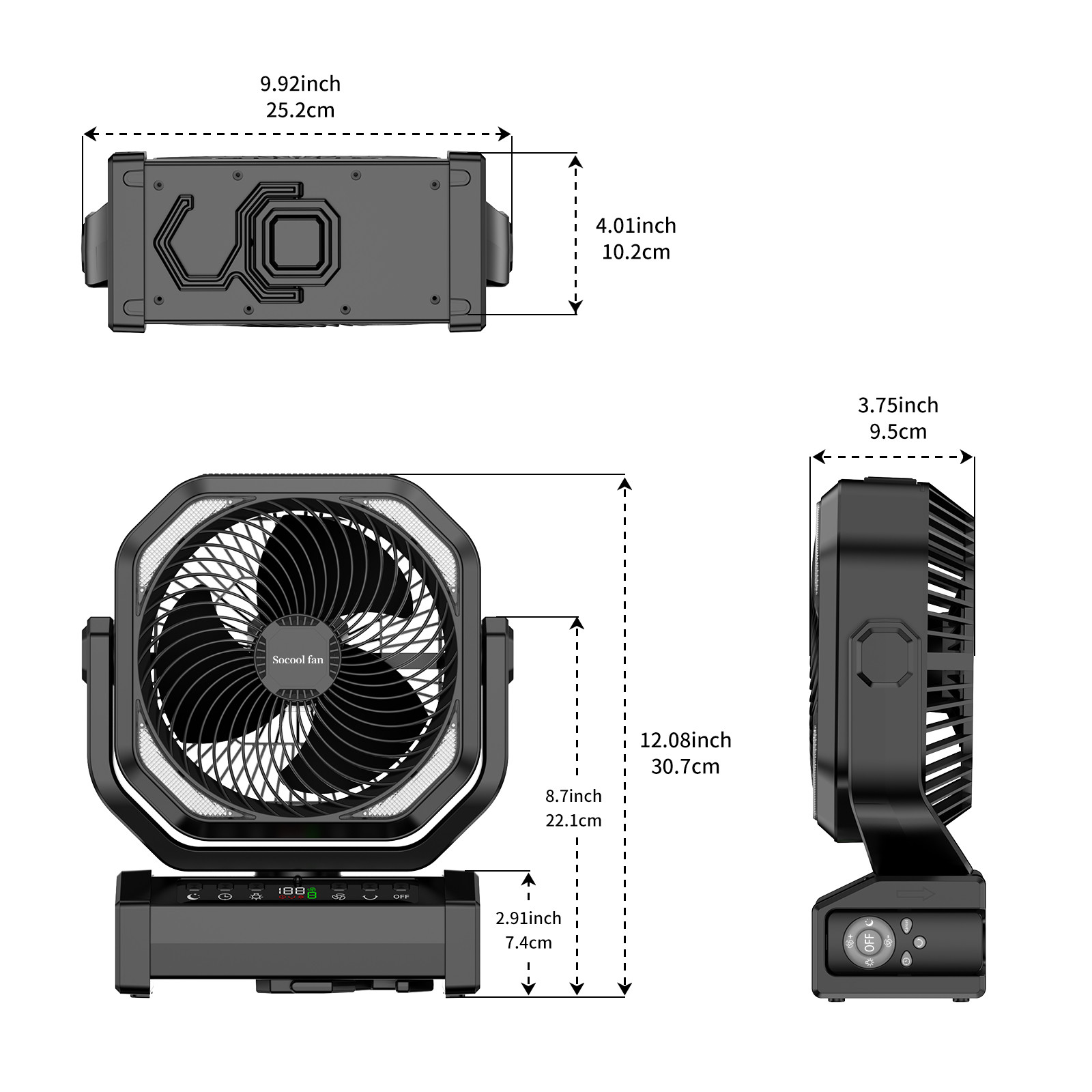Socool Fan Portable 20000mAh Remote Controlled Multifunction Outdoor Camping Fan