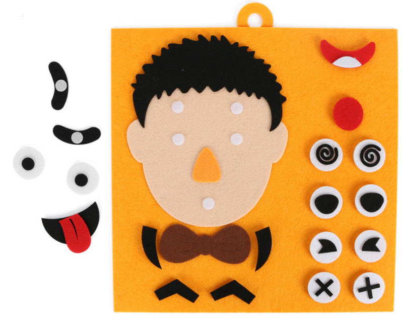Felt Puzzle Toys Kids DIY Facial Expression Emotion Changing for Children Learning Education Velcro Sticks 30 X 30cm