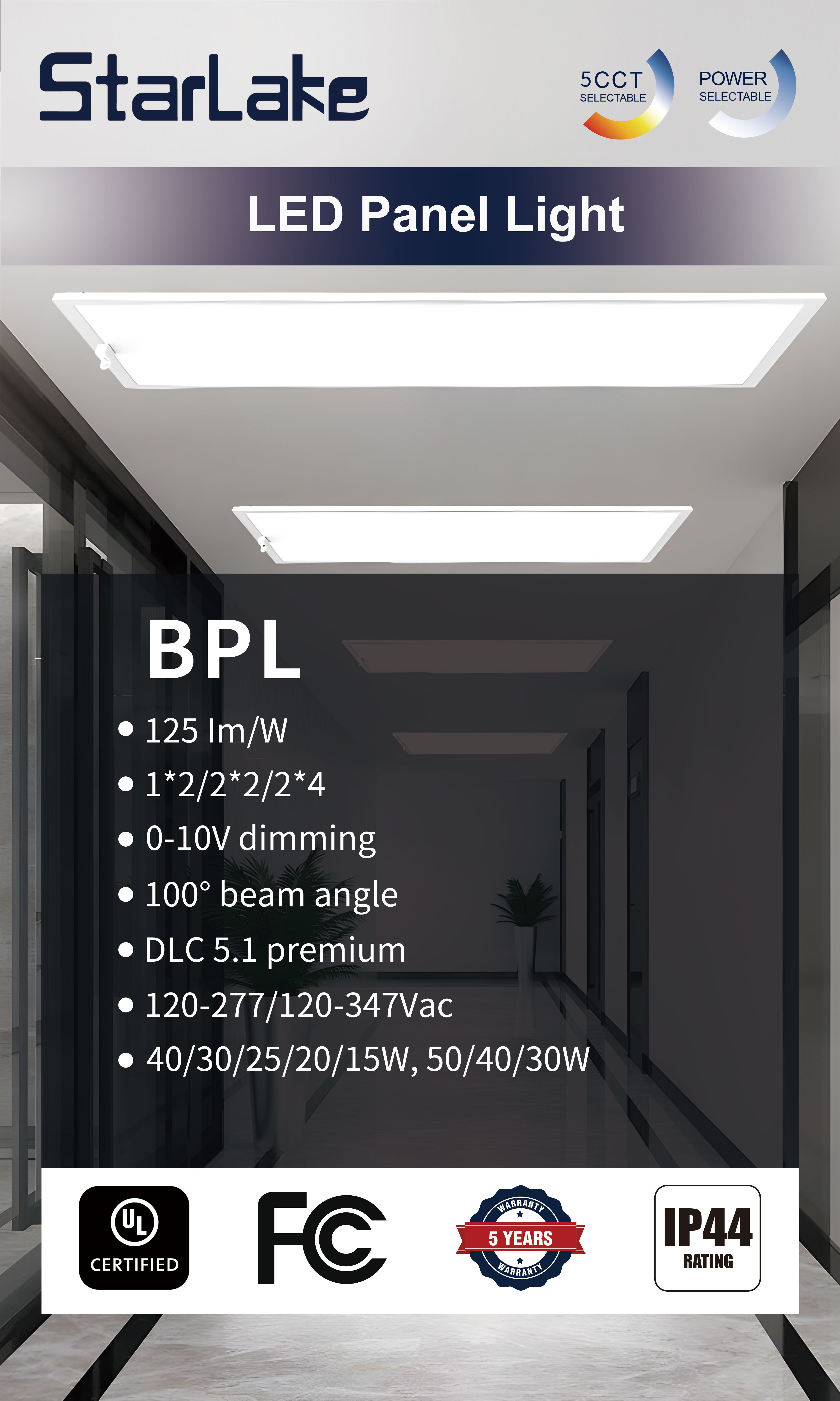 130LM/W SMD2835 LED Panel Ceiling Lights 15W-72W No Flicker