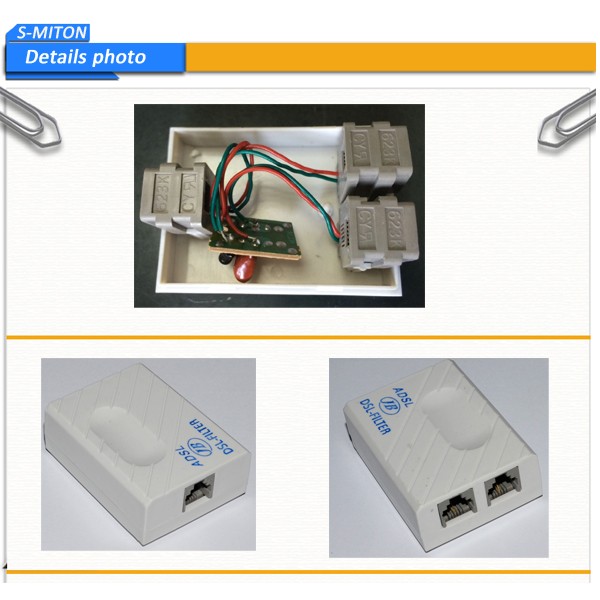 Telephone Splitter Adapter CE ROHS Certified for ADSL Connection using RJ11 6P2C Port