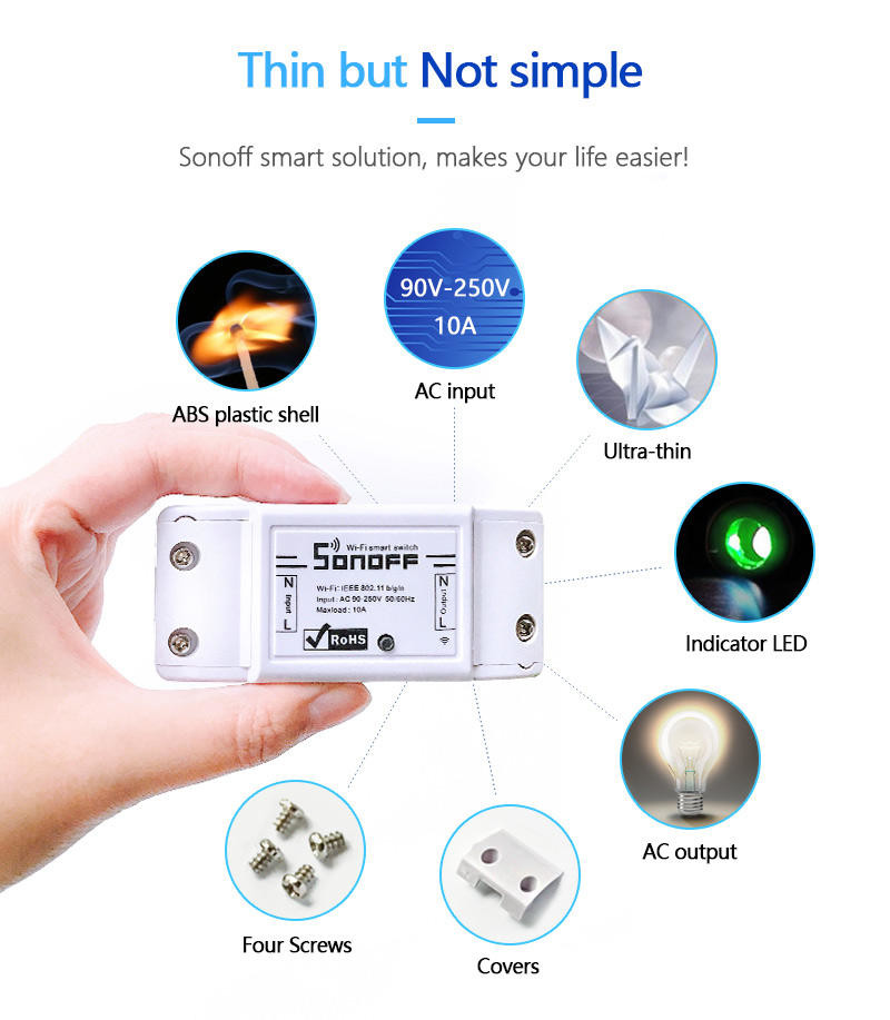 Sonoff Basic 10a/2200w Smart Home Automation Wifi Switch Remote Wireless Timer Light Control