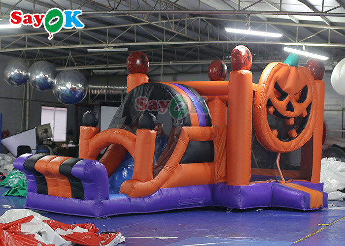 Halloween Pumpkin Inflatable Jumping Castle With Slide Combo