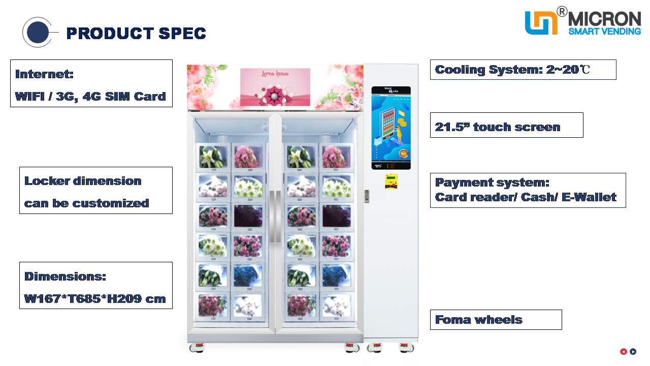 Max. 69 Flower Vending Machine Remote Controlled With Refrigeration System