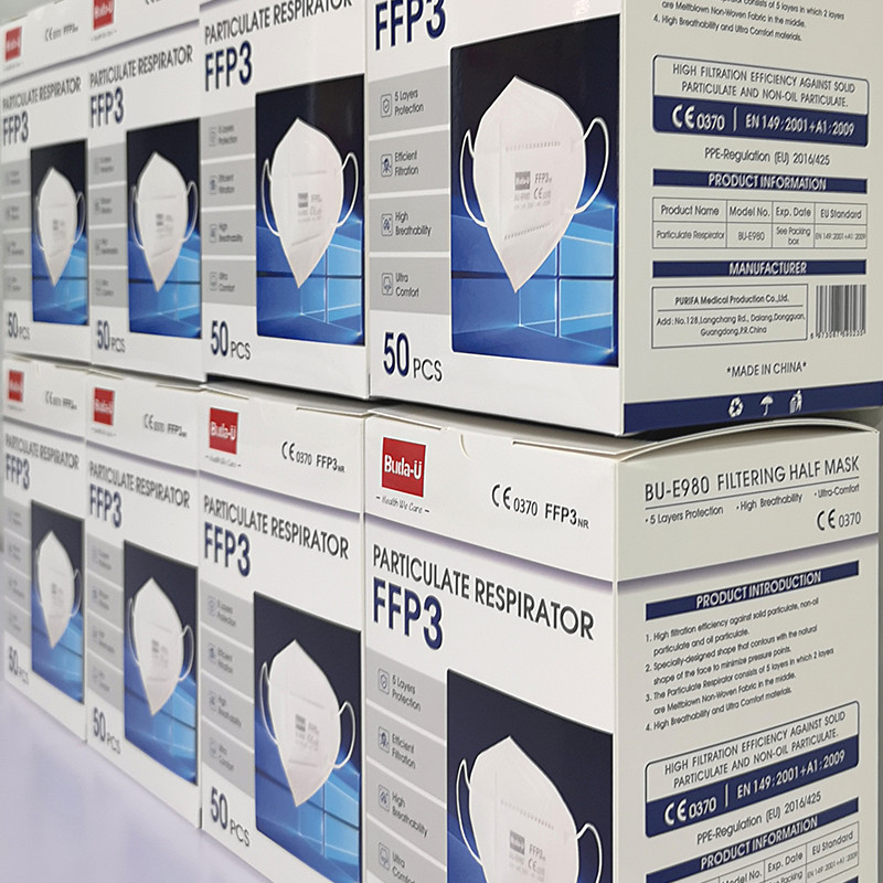 High Class Breathable FFP3 Respirator Mask , FFP3 NR With No Valve , Water Electret Meltblown & Nonwoven Fabric