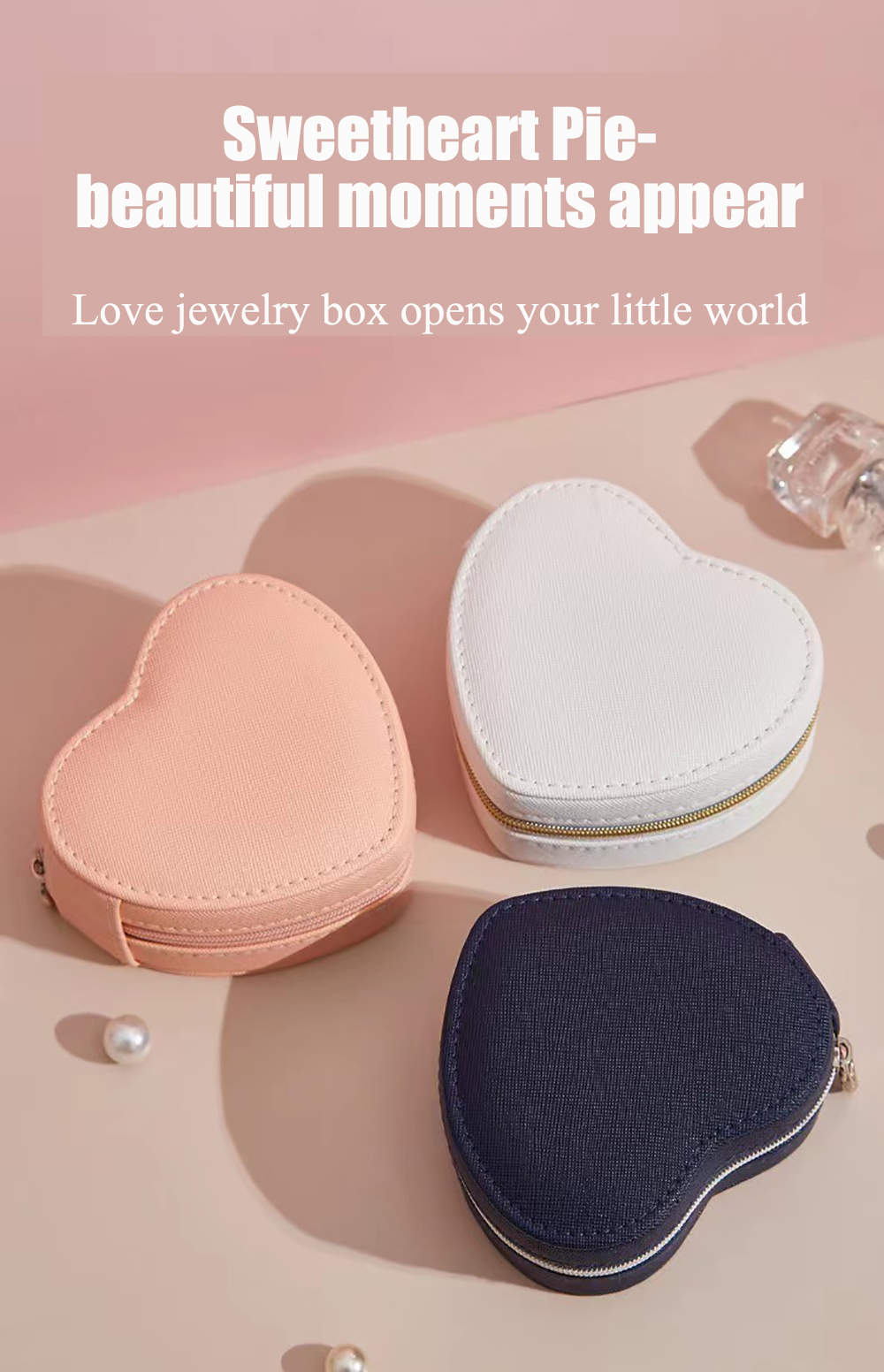 Stylish Jewelry Box Organizer PU Leather Heart Shaped Jewelry Boxes For Women