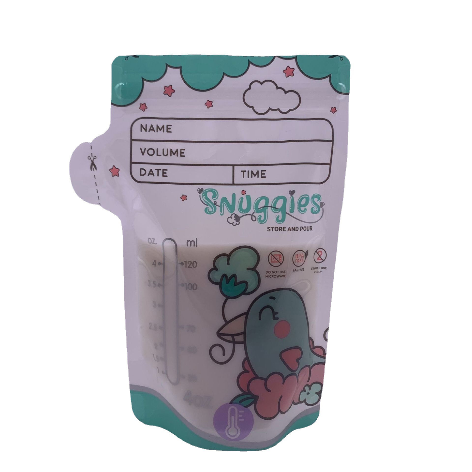 OEM Liquid Spout Bag , 40-200mic Plastic Breast Pump Milk Storage Bags