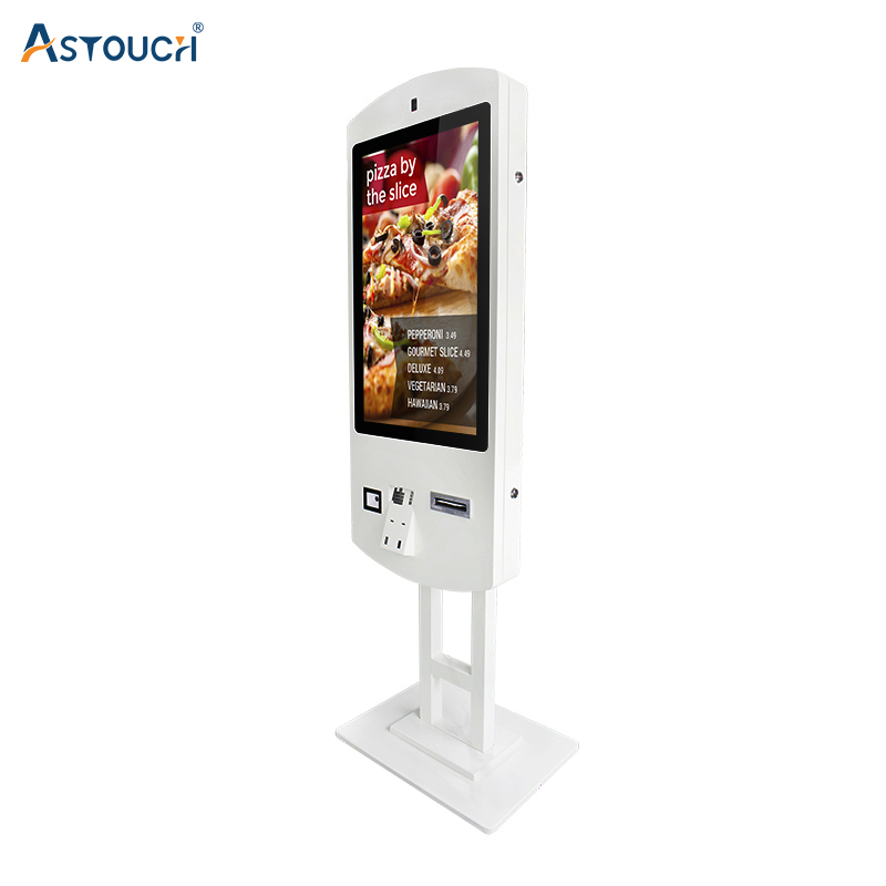 32 Inch pCAP touch Self Service Restaurant Kiosk With Cash Register Software