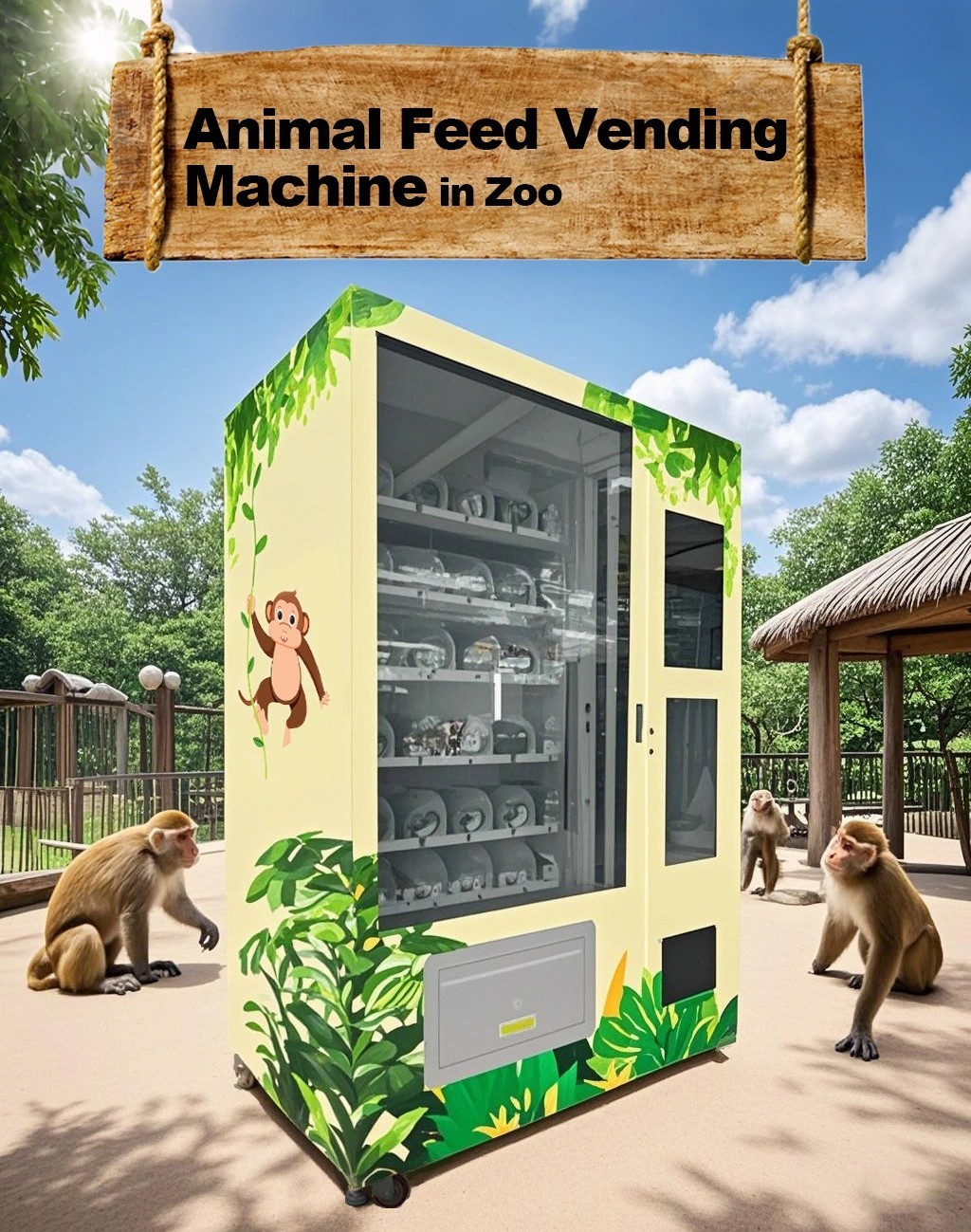Automated Self-service Animal Feed Vending Machine with Touch Screen E-wallet for Zoo Parks
