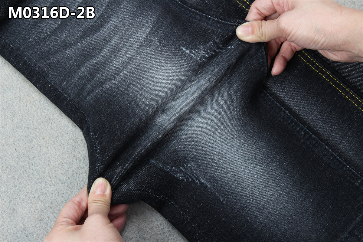 10 Oz High Stretch Cross Hatch Jeans Fabric Slub Balck Denim Fabric For Men'S Wear