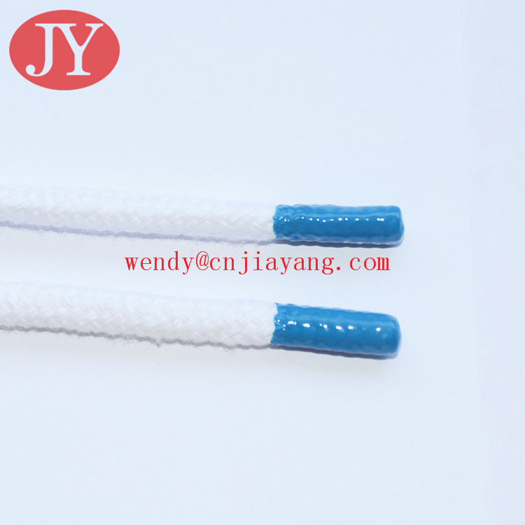 white color wholesale custom logo polyester cord with metal aglets yeezy
