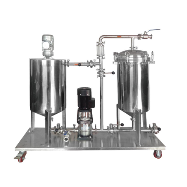 Moveable Sanitary SS304 Diatomite Wine Beer Filter Housing with Centrifugal Pump Silvery
