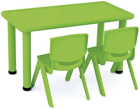 kids furniture green color table and chairs plastic school desk