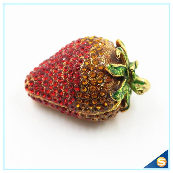 Small Starwberry with Rhinestone jewelry trinket box wholesale Delicate Wedding