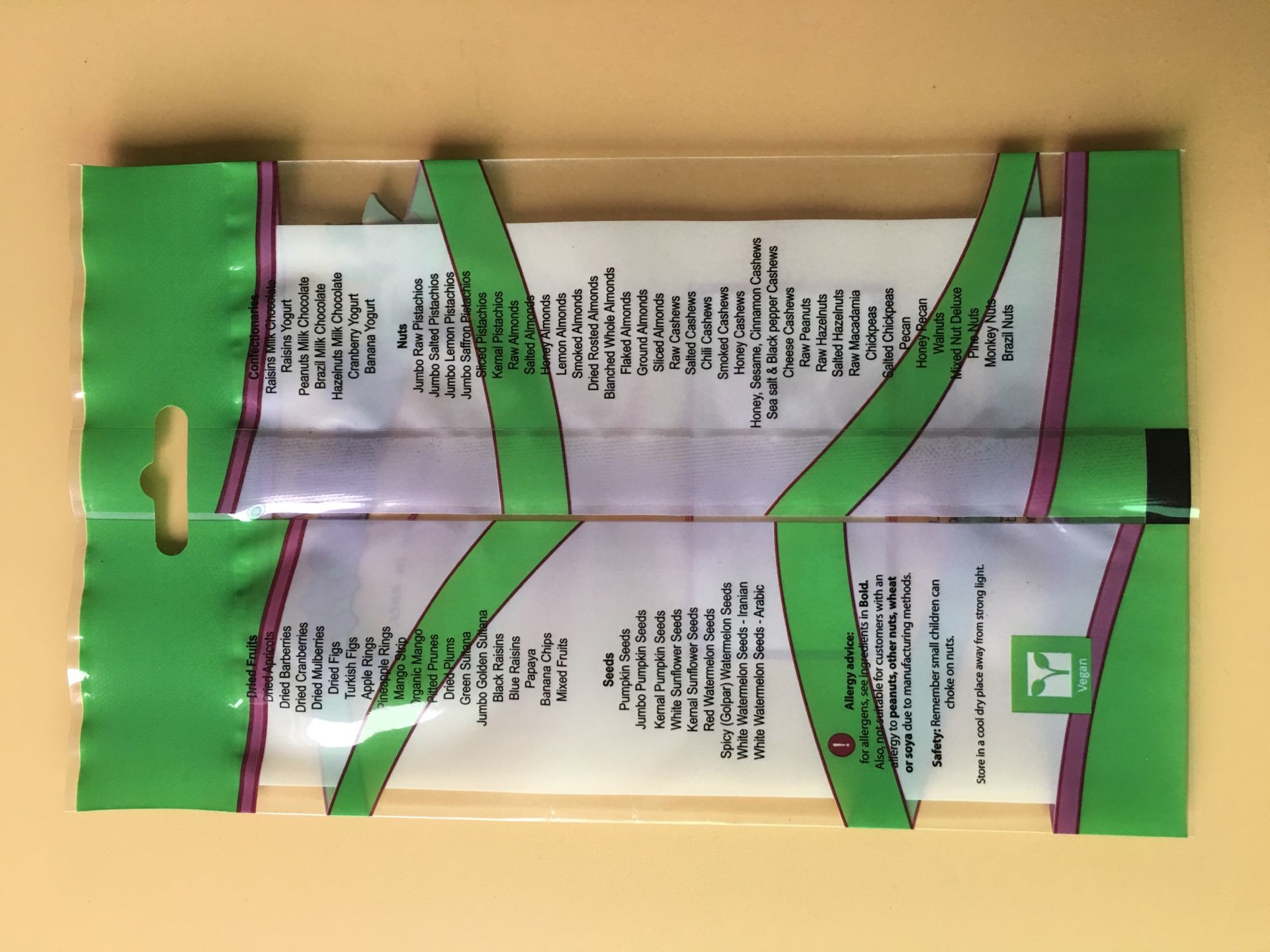 OPP + CPP Composite Packaging Poly Bags Open Bottom Heat - Sealed For Dried Fruit