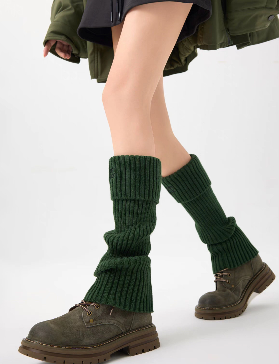 High Stretchy Embroidered Ribbed Leg Warmers For Women Winter Party Usage