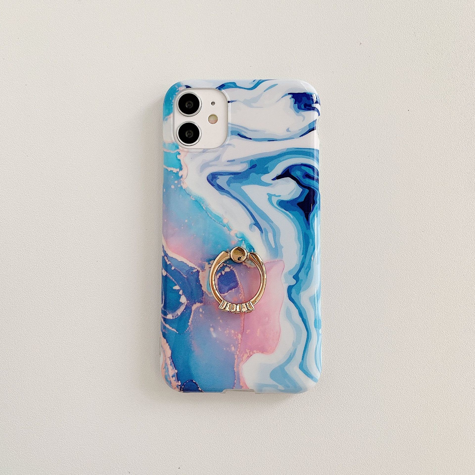 Soft TPU IMD Finger Grip Stand Phone Cases Roughed Corners
