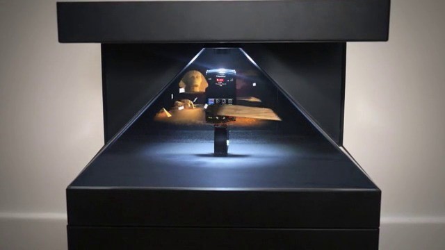 Luxury Showcase , 42 Inch Hologram Pyramid 3D Display Box with Adjustable LED Light