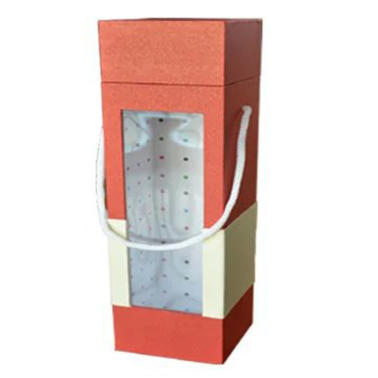 custom red wine packaging box with window luxury wine box with handle