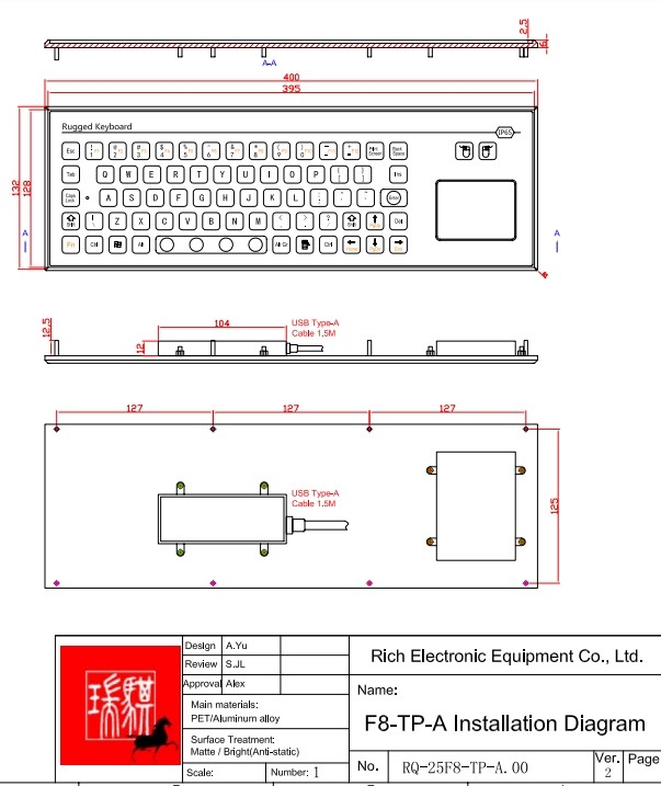 71 Keys Industrial Membrane Keyboard Waterproof Dustproof Explosionproof Keyboard
