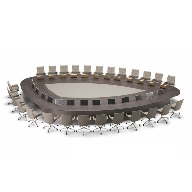 Classic Wood Customized Large Round Conference Table For 10 Seats Capacity