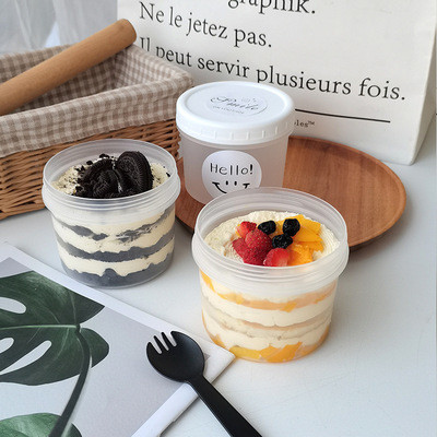 OEM ODM 400ml Muffin Tiramisu Dessert Box Biodegradable Ice Cream Containers