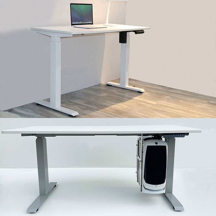 Design White Luxury CEO Work Meeting Table with Dual Motor Electric Height Adjustment