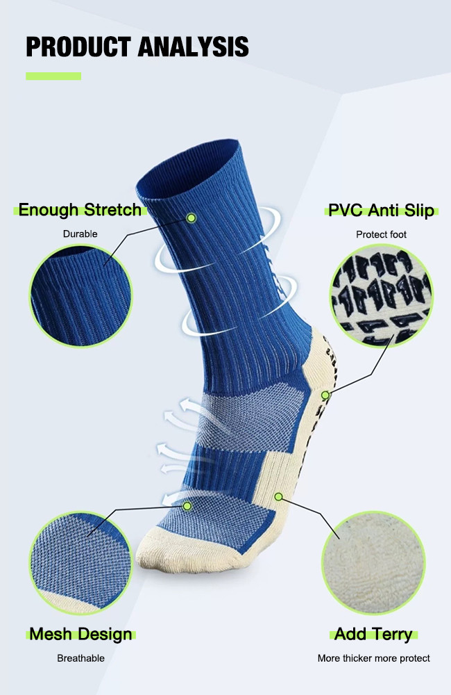 Custom Non Slip Athletic Football Socks Breathable Mesh Men Grip Socks