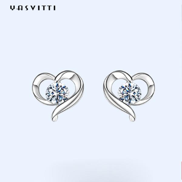 2.87g 0.39in Sterling Silver Heart Stud Earrings ODM White 925 Sterling Silver