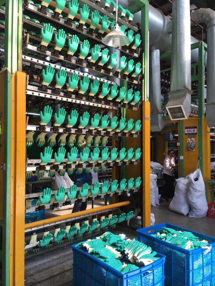 Industrial Protection Non-Slip String Knit Latex Coated Gloves with Corrugated Finish