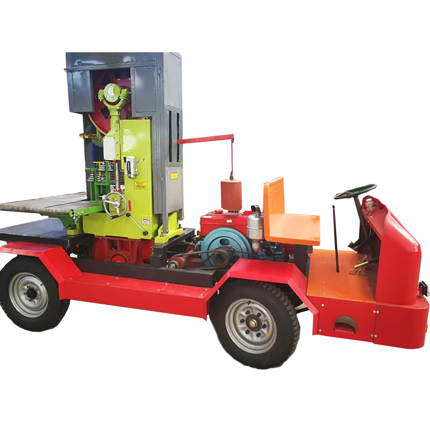 Diesel Powered Vertical Band Saw With Mobile Wheel, Vertical Bandsaw Mill Machine
